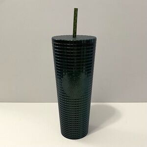 Starbucks coffee (NEW) 2021 dark green glitter grid venti cold cup tumbler